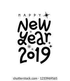 Letter composition for greetings with the inscription Happy New Year 2019