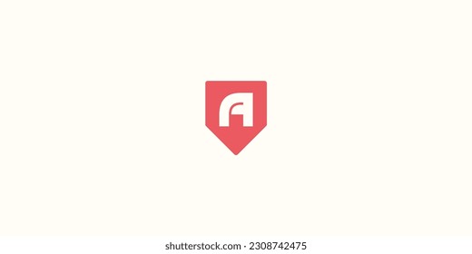 
Un concepto de letra dentro del escudo o pentágono, concepto de logotipo de tipografía, logotipo de monograma y logotipo de letra inicial, moderno y sencillo
