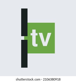 I letter concept logo for TV. Itv letter mark iconic logo vector illustration.