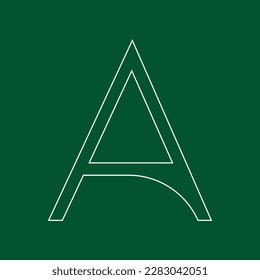 Letter A conceptual text design logo template design. Simple letter mark Vector illustration. White color outline on green background.