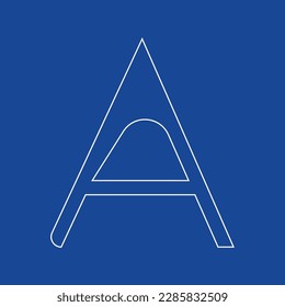 Letter A conceptual text design logo template design. Simple letter mark Vector illustration. White color outline on blue background.