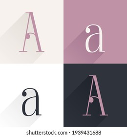 Letter A condensed serif font set. Perfect to use in elegant branding, luxury logo, wedding invitation, classic layout and more.