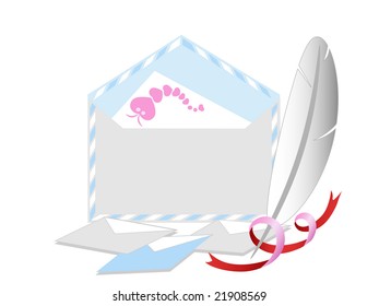 Letter with the congratulatory postcard and several envelopes of ready to the sending