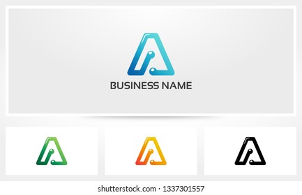 Letter A Connection Network Logo
