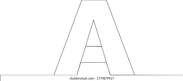 A Letter, Continuous Line Drawing, One Line Art, English Alphabet