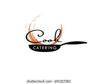 letter cook fire flame food restaurant chef logo