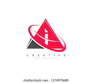 Letter I Corporate Modern Triangle Ring Orbit Swoosh Logo