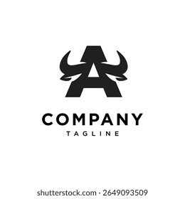 Letter A Cow Horns Logo Icon Vector