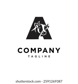 Letter A Cow Logo Icon Vector