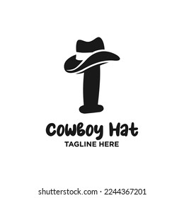 Letter I Cowboy Hat Logo Design Template Inspiration, Vector Illustration.