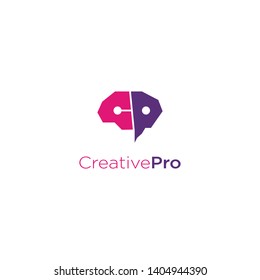 Letter CP in brain form logo icon.