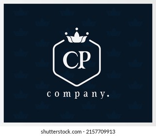 Letter CP crown monogram. Elegant logo and creative typography. The graceful vintage emblem for book design, brand name, business card, restaurant, boutique, hotel, cafe, badge, label.