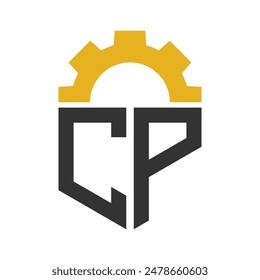 Letter CP Gear Logo Design for Service Center, Repair, Factory, Industrial, Digital and Mechanical Business