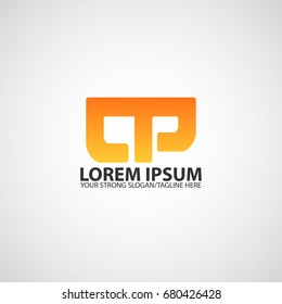 Letter Cp logo linked design, vector icon connected in orange color.