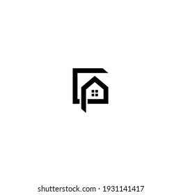 Letter CP monogram real estate logo design vector