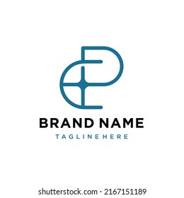 letter cp pc logo design