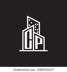 Letter CP real estate logo with building style 