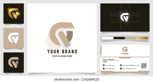Letter CQ or GQ monogram logo with business card design