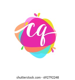 Letter CQ logo with colorful splash background, letter combination logo design for creative industry, web, business and company.