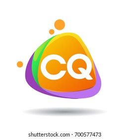 Letter CQ logo in triangle splash and colorful background, letter combination logo design for creative industry, web, business and company.