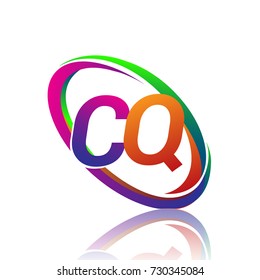 letter CQ logotype design for company name colorful swoosh. vector logo for business and company identity.