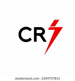 Letter CR 7 logo design. illustration of letter CR 7 with the thunderbolt symbol on the number 7.