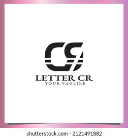 Letter CR flaches Logo Premium elegante Vorlage Vektorgrafik eps10