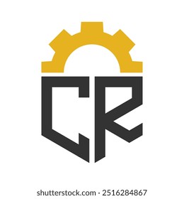 Letter CR Gear Logo Design for Service Center, Repair, Factory, Industrial, Digital and Mechanical Business