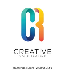 letter cr gradient colorful logo template