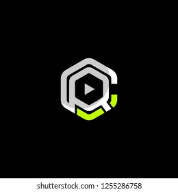 Letter CR Hexagon Play Media Business Technology Logo