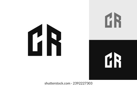 Letter CR with house shape logo design