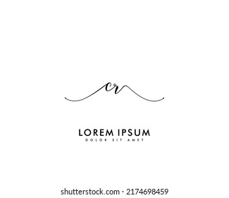 Buchstabe CR Initial Handschrift Logo mit Unterschrift und handgezeichnet Stil.