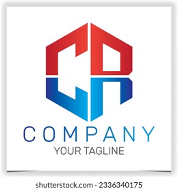 letter CR initial hexagon logo icon premium elegant template vector eps 10