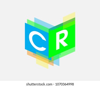 Letter CR logo with colorful geometric shape, letter combination logo design for creative industry, web, business and company.