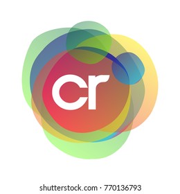 Letter CR logo with colorful splash background, letter combination logo design for creative industry, web, business and company.
