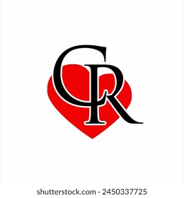 Letter CR logo design with heart symbol.