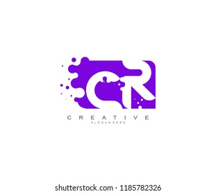 Letter CR Logo Design Vector with Abstract Square Shape Dots