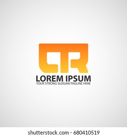 Letter CR logo linked design, vector icon connected in orange color.