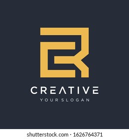 Letter CR Logo with square concept. Template Illustration Business Company Vector Logo Design. Creative minimalism logotype icon symbol. - VECTOR