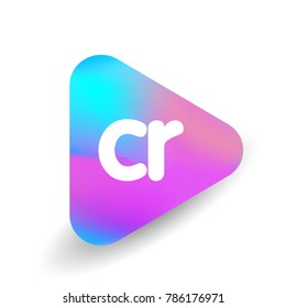 Letter CR logo in triangle shape and colorful background, letter combination logo design for business and company identity.
