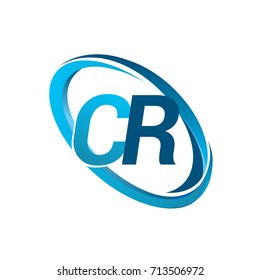 letter CR logotype design for company name colored blue swoosh. vector logo for business and company identity.