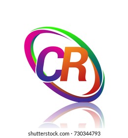 letter CR logotype design for company name colorful swoosh. vector logo for business and company identity.
