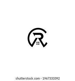 Letter CR monogram real estate logo design vector