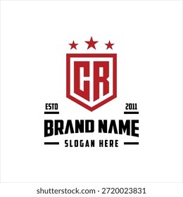 Plantilla de Vector de diseño de logotipo de estrella de escudo de monograma de carta CR