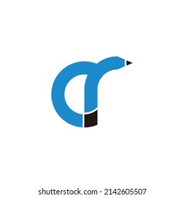 letter cr pencil shape colorful design logo vector