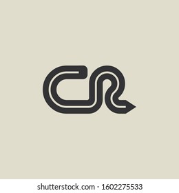 Letter CR pencil shape logo design. Link icon in flat style isolated on grey background. Graphic alphabet symbol for your corporate business identity, website, app, UI. Arts logo design inspiration.