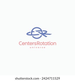 Letter CR with planet modern logo design concept. Vector illustration