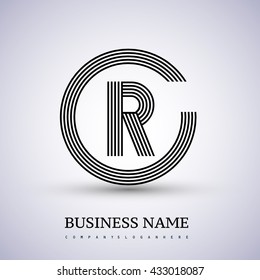 Letter CR or RC linked logo design circle C shape. Elegant black colored, symbol for your business name or company identity
