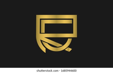 Letter CR, RC monogram and shield sign combination. Line art logo design. Symbolizes reliability, safety, power, security.