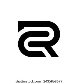 Letter CR or RC stylish unique modern shape monogram line art logo